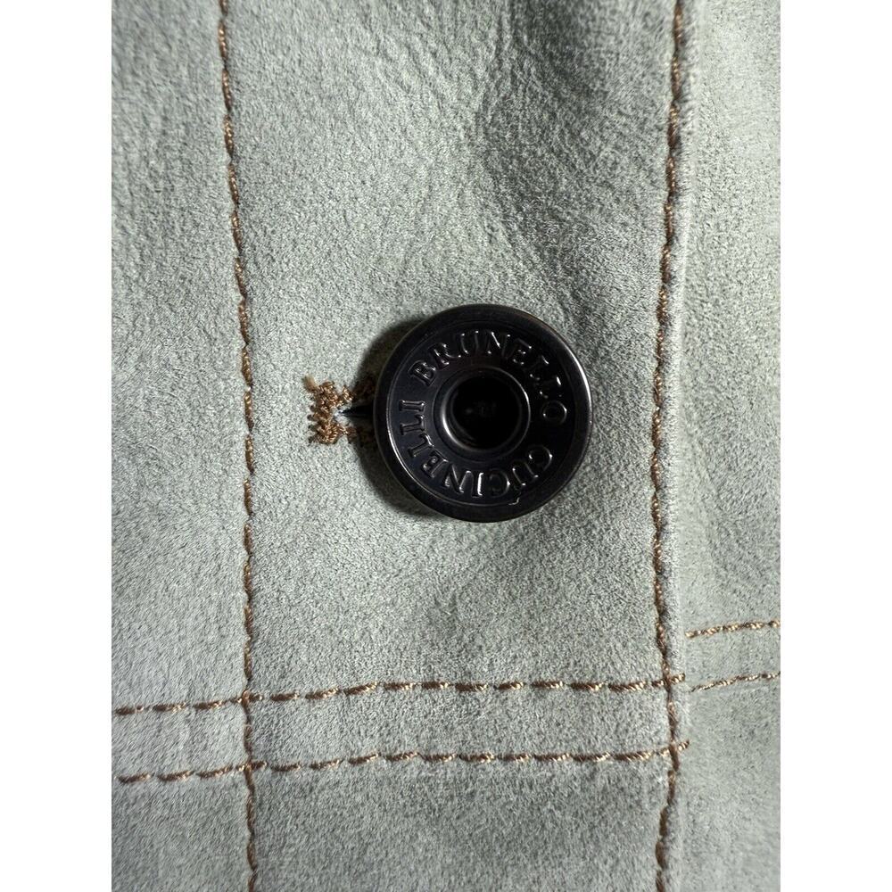 Brunello Cucinelli Mint Green Suede Leather Pocket Jacket Green Women’s Size 40 - Picture 7 of 10